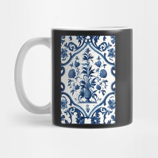 Floral Garden Botanical Print with Delft Blue and White Mug